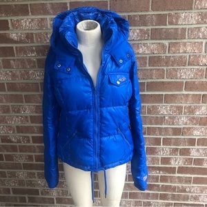 New Hollister Royal Blue Puffer Winter Jacket Size Large